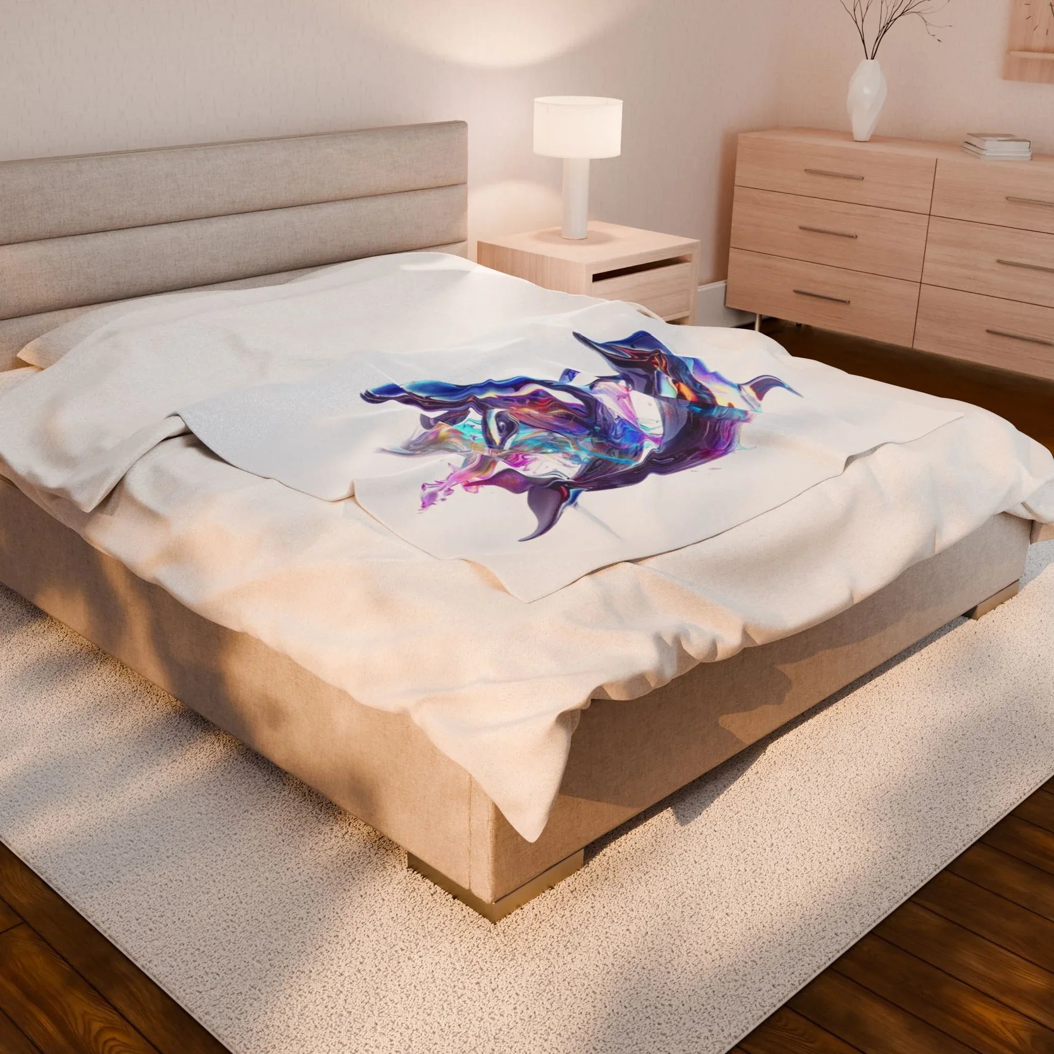 Iridescent Dolphins Velveteen Plush Blanket | Colorful Ocean Art - 250 USA Celebration