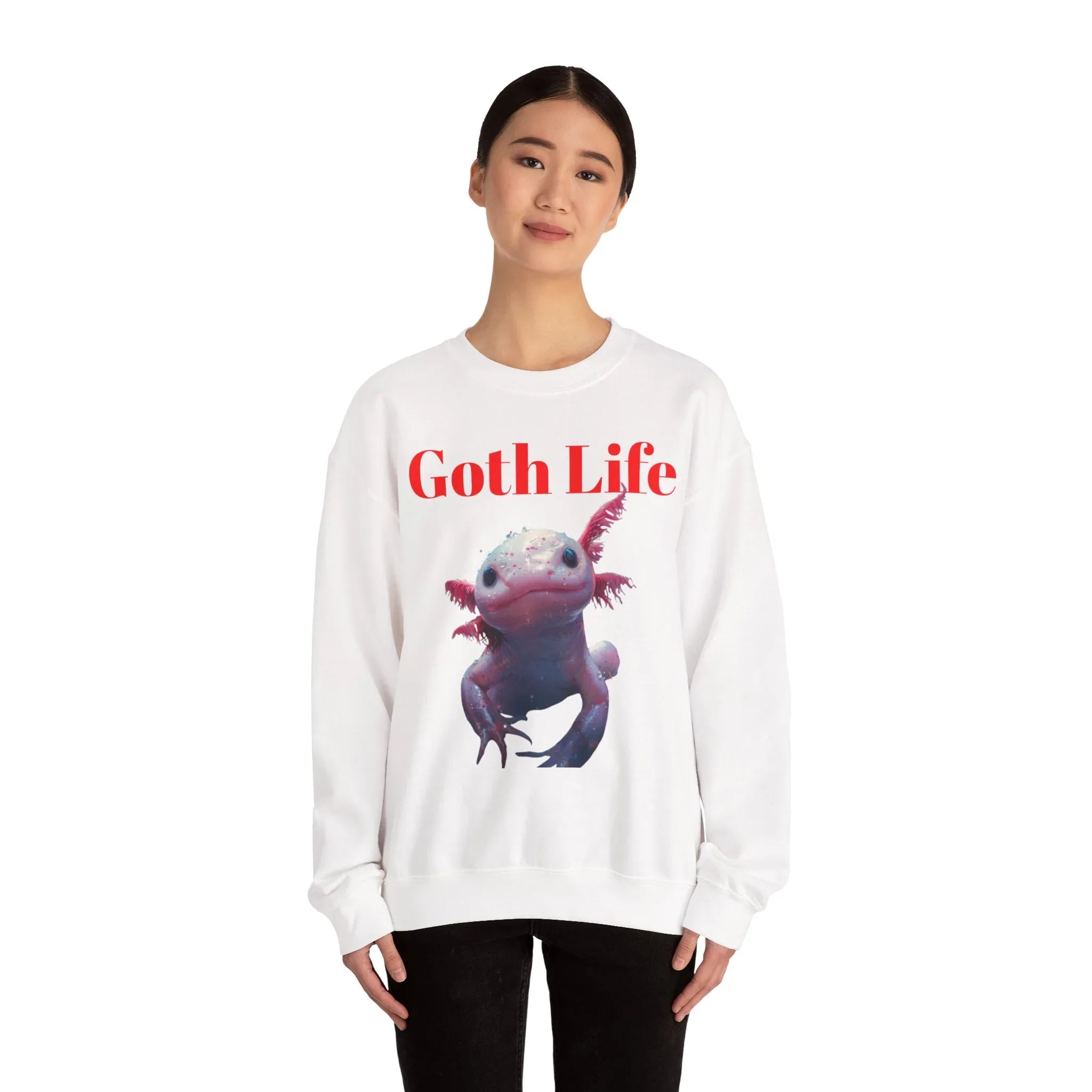 Goth Life Axolotl Sweatshirt | Cute Goth Axolotl Illustration - 250 USA Celebration