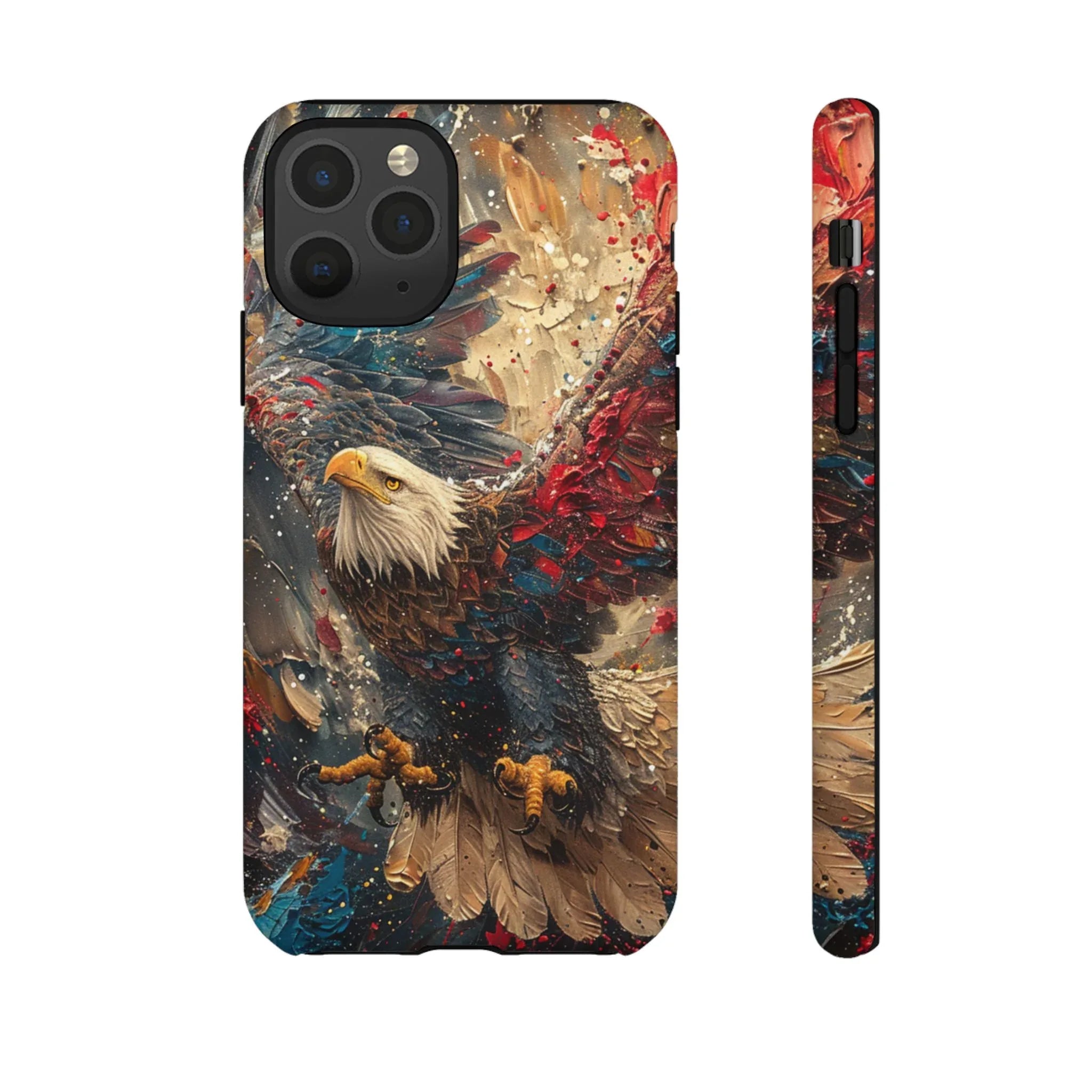 Patriotic Bald Eagle Tough Case | iPhone Phone Case, Red Blue Feather Art - 250 USA Celebration