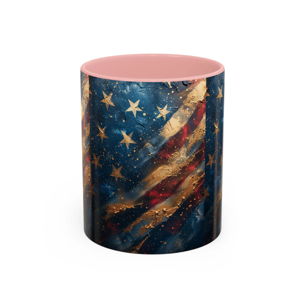 Distressed American Flag Accent Coffee Mug | 11oz 15oz - 250 USA Celebration