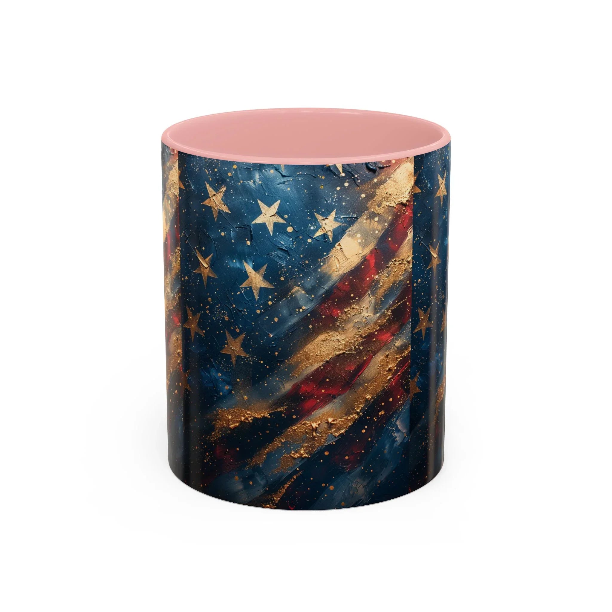 Distressed American Flag Accent Coffee Mug | 11oz 15oz - 250 USA Celebration