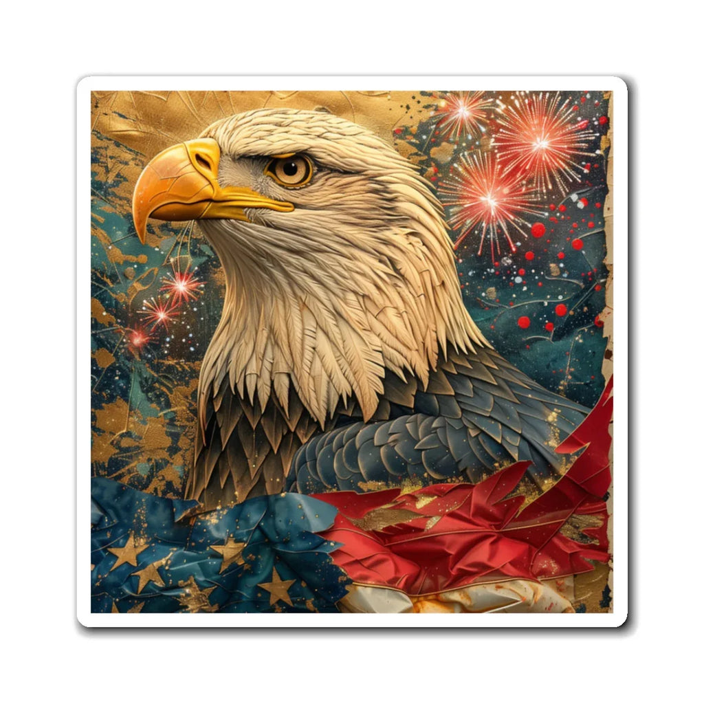 Bald Eagle American Flag Magnets | Patriotic Refrigerator Magnet - 250 USA Celebration