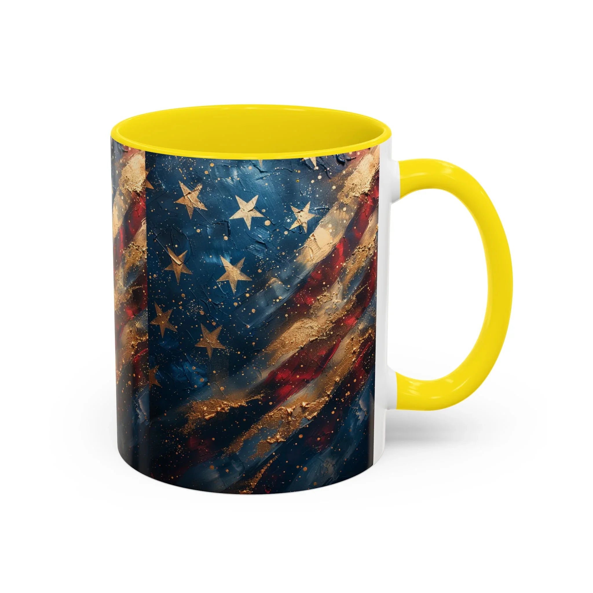 Distressed American Flag Accent Coffee Mug | 11oz 15oz - 250 USA Celebration