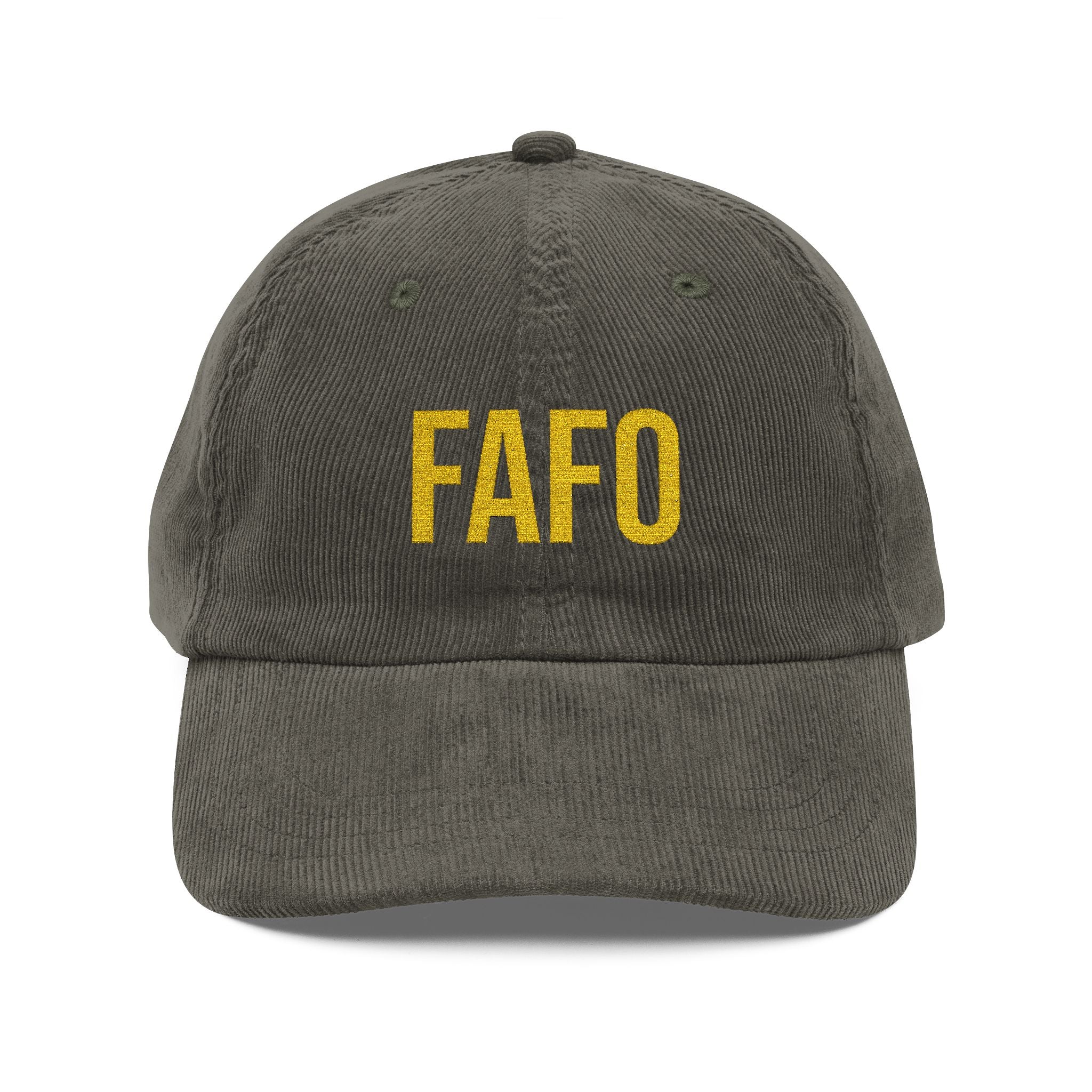Corduroy Baseball Cap – Embroidered "FAFO" Front & 1776-2026 Back, Vintage Patriotic Dad Hat