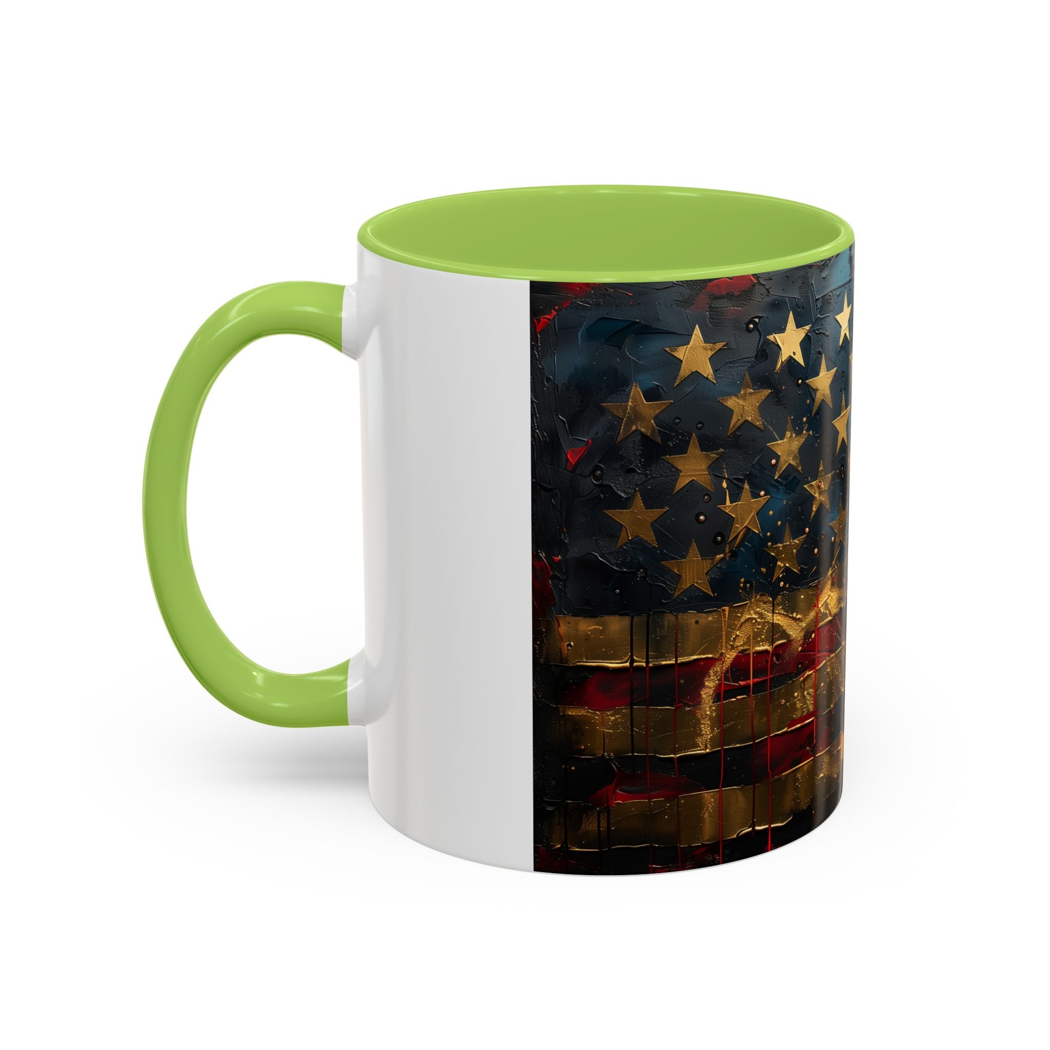 Distressed American Flag Accent Coffee Mug — Patriotic 11/15oz