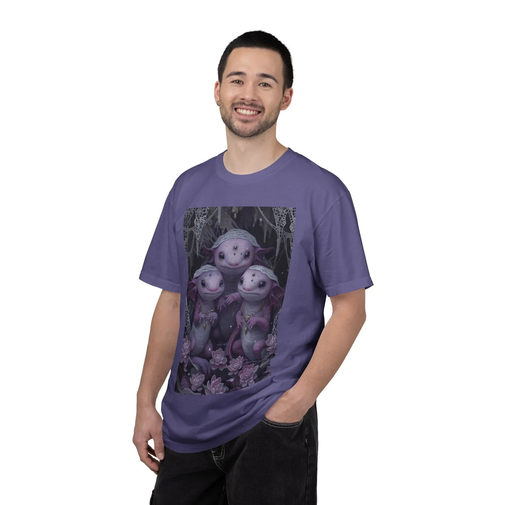 Three Axolotl Friends T-Shirt | Cute Purple Axolotl Illustration - 250 USA Celebration