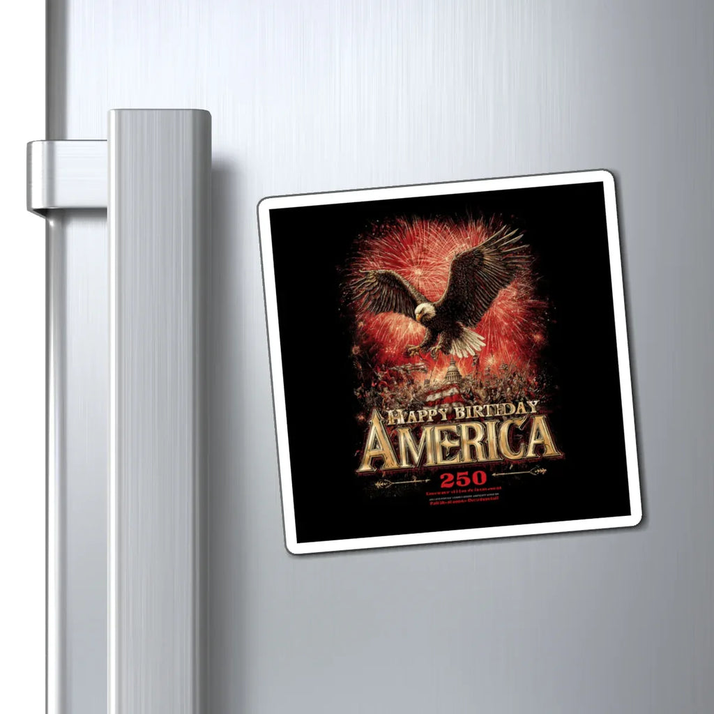 Happy Birthday America Bald Eagle Magnets | 4th of July Fireworks Refrigerator Magnet - 250 USA Celebration