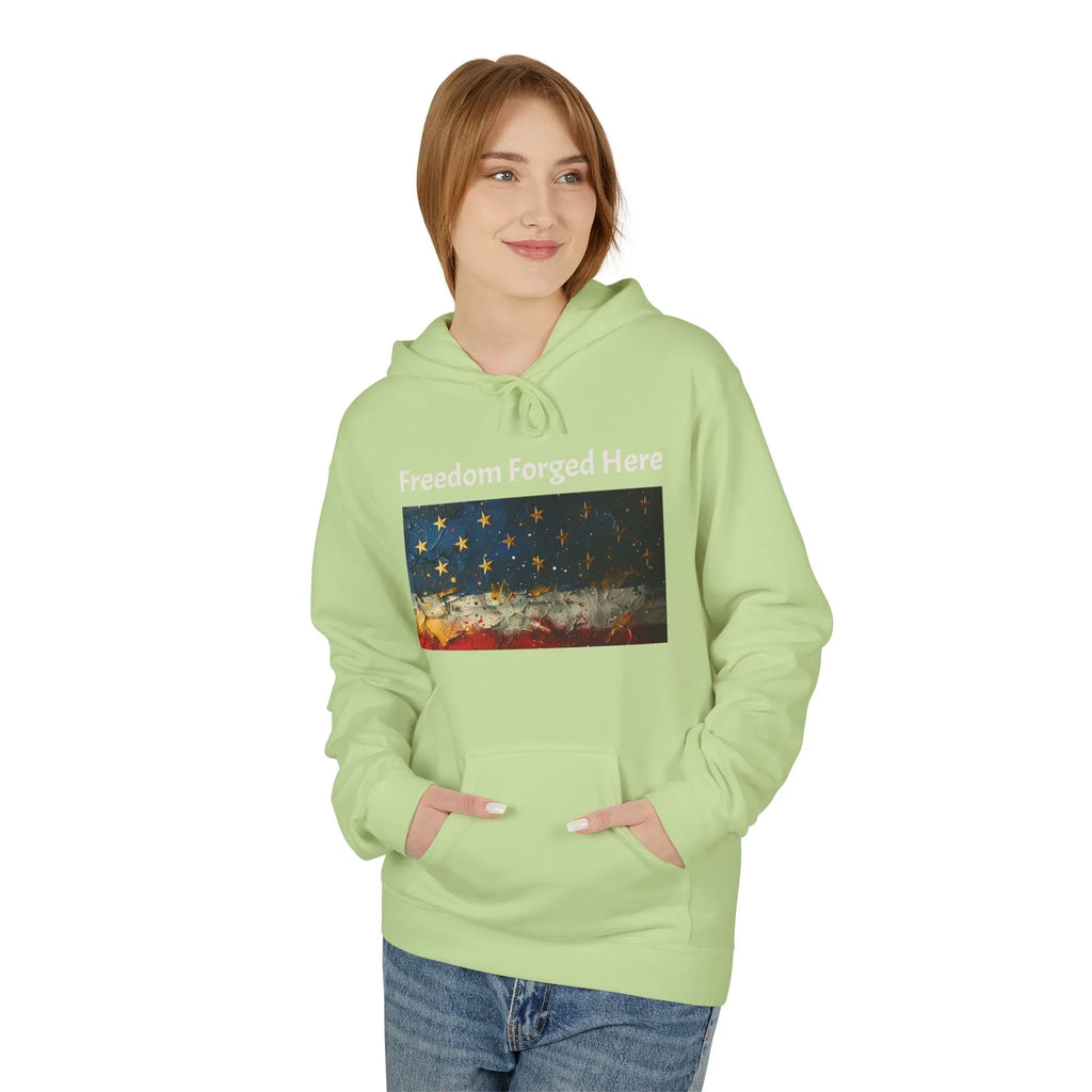 Freedom Forged Here American Flag Hoodie | Patriotic USA - 250 USA Celebration
