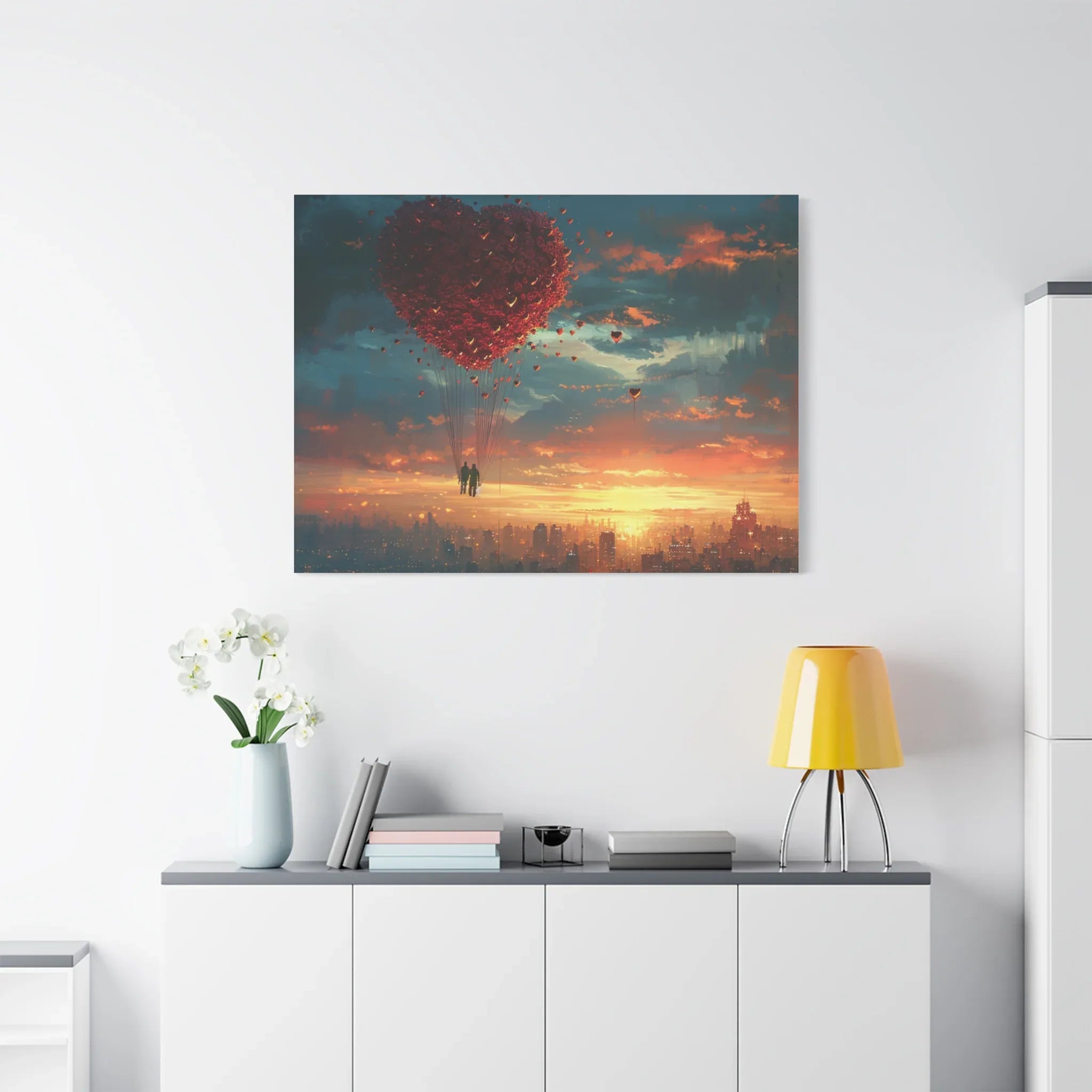 Romantic Canvas Wall Art, Love, Heart Balloon Art, Gift for Couples, Valentines Wall Decor, Valentine's Day Women's Merchandise, Valentines - 250 USA Celebration