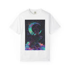Mystical Crescent Moon Cat T-shirt | Neon Galaxy Witchy Night - 250 USA Celebration