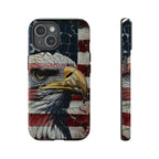 American Flag Bald Eagle phone case | Patriotic iPhone cover, cracked vintage flag design - 250 USA Celebration