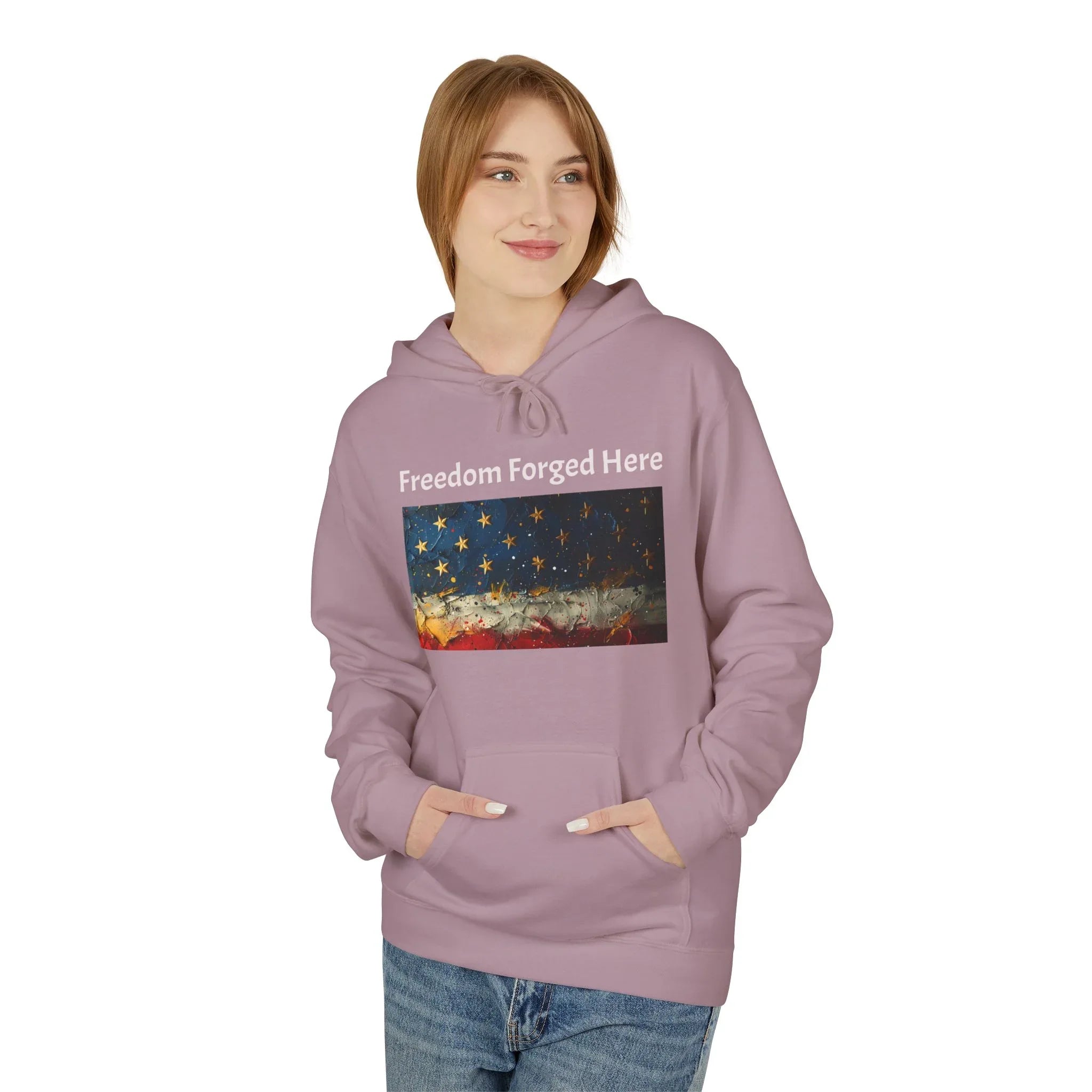 Freedom Forged Here American Flag Hoodie | Patriotic USA - 250 USA Celebration