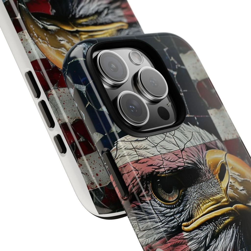 American Flag Bald Eagle phone case | Patriotic iPhone cover, cracked vintage flag design - 250 USA Celebration