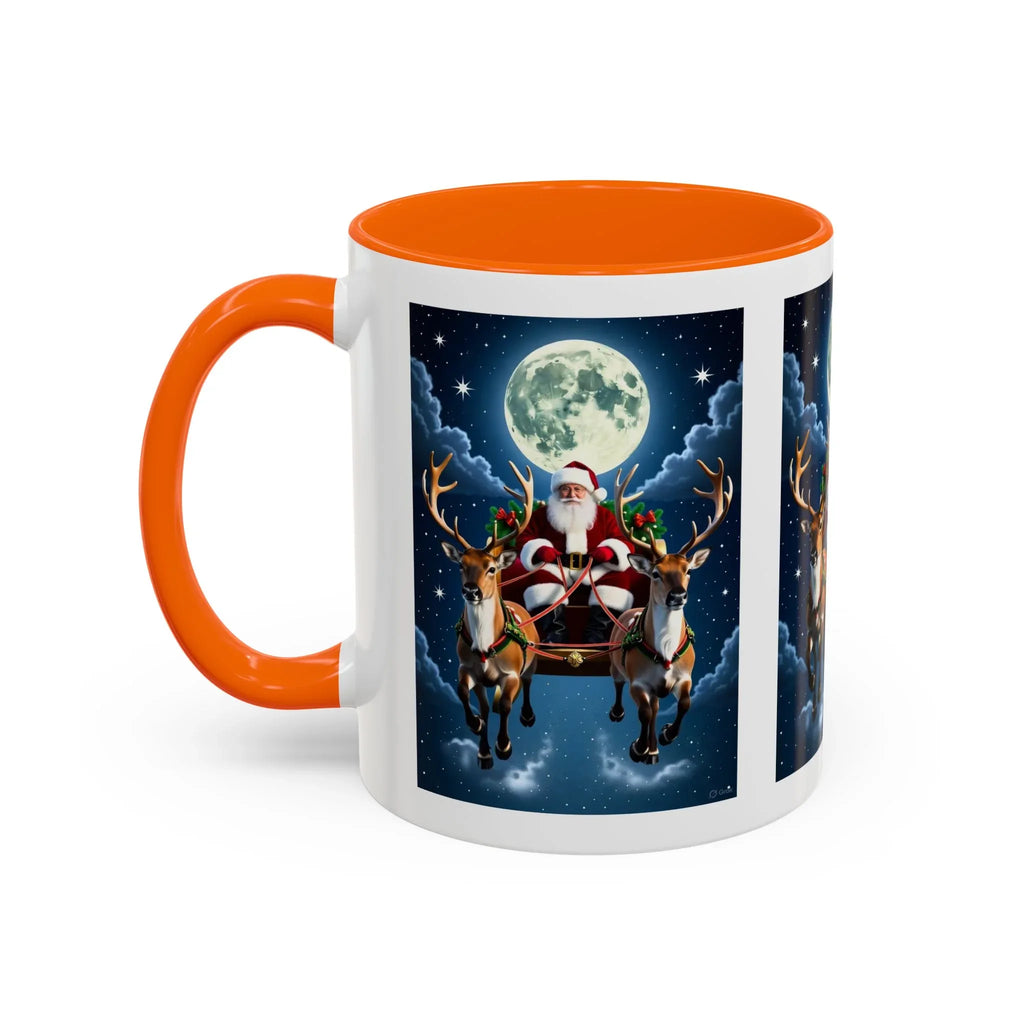 Santa Sleigh with Reindeer Coffee Mug | Christmas Moon Accent Mug - 250 USA Celebration