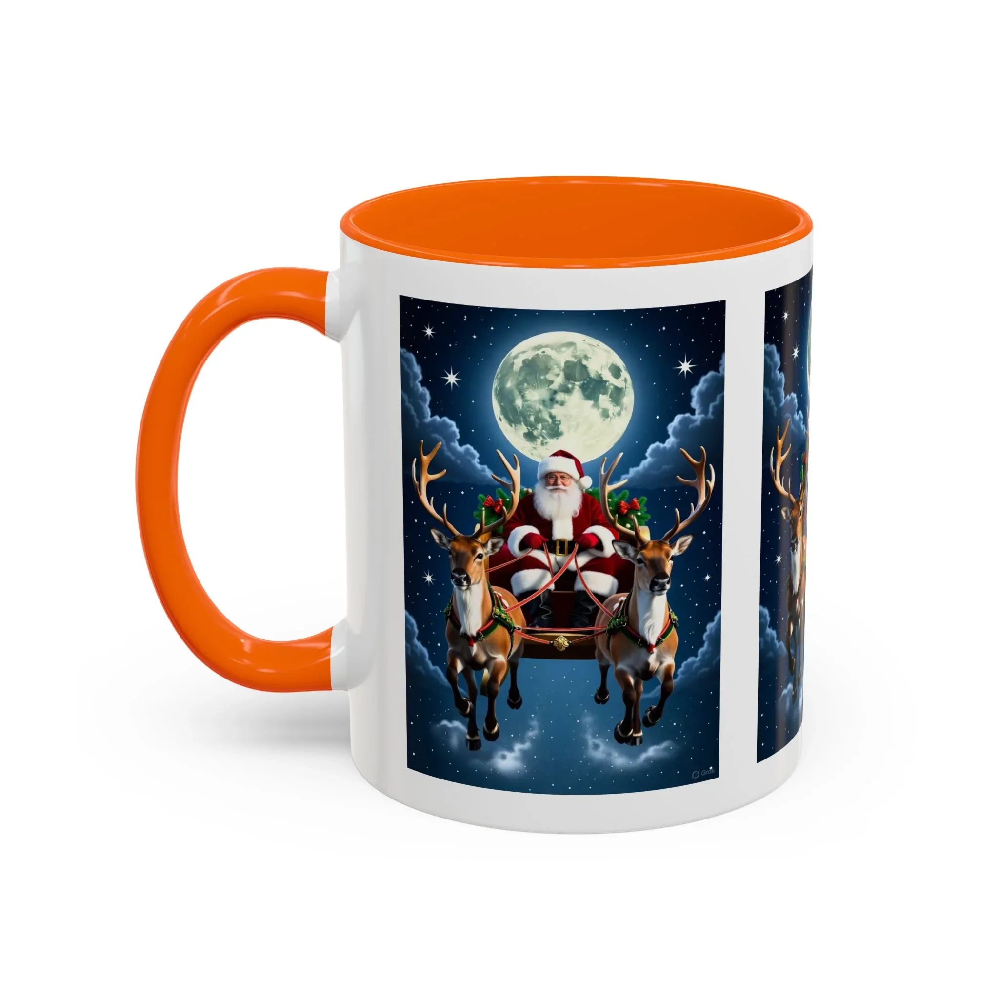 Santa Sleigh with Reindeer Coffee Mug | Christmas Moon Accent Mug - 250 USA Celebration