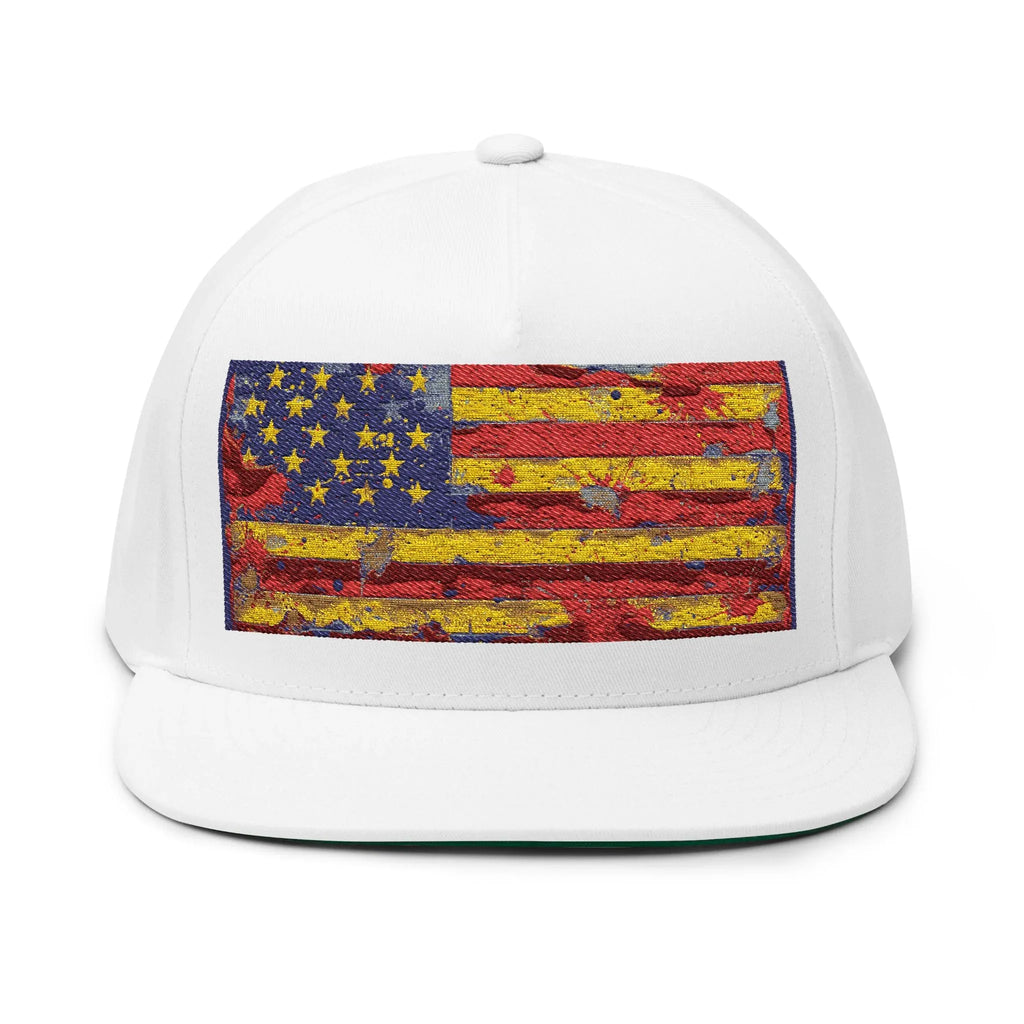 Patriotic Embroidered Flat Bill Cap | USA Flag Hat for Outdoor Events, Gifts, Festivals, July 4th, Summer Days - 250 USA Celebration