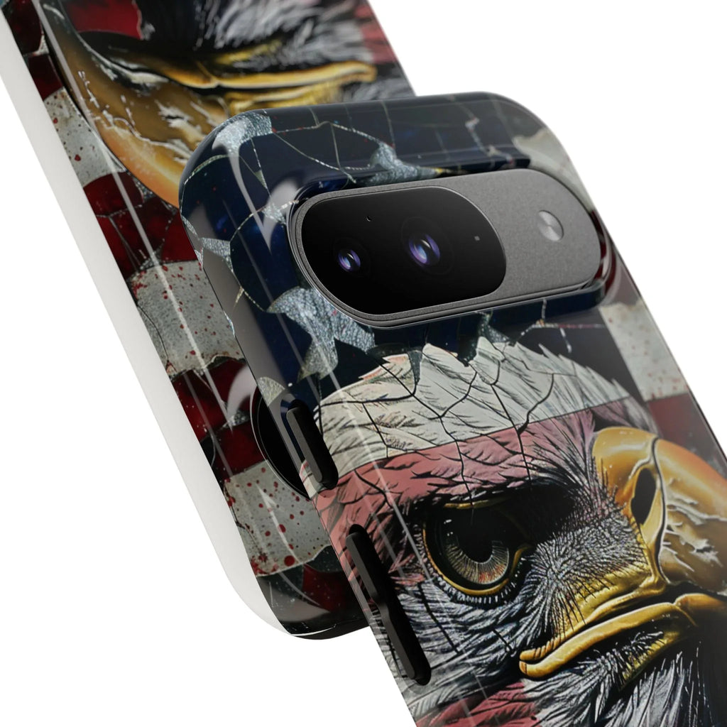 American Flag Bald Eagle phone case | Patriotic iPhone cover, cracked vintage flag design - 250 USA Celebration