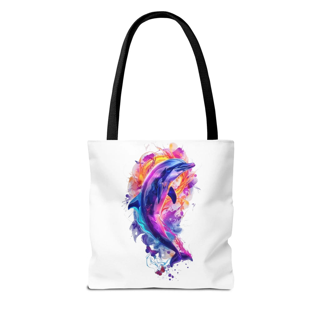 Colorful Watercolor Dolphin Tote Bag | Vibrant Splash Ocean Art - 250 USA Celebration