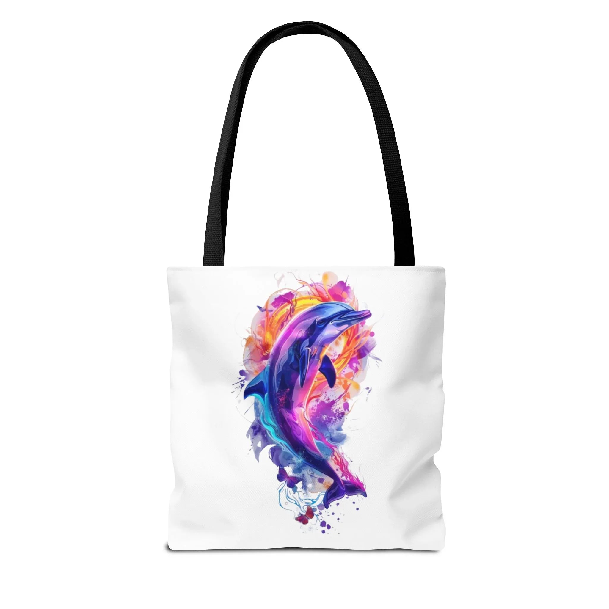 Colorful Watercolor Dolphin Tote Bag | Vibrant Splash Ocean Art - 250 USA Celebration