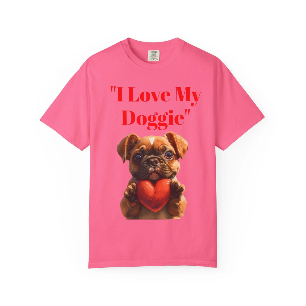 Cute French Bulldog Puppy Holding Red Heart T-shirt | Dog Lover Cartoon - 250 USA Celebration