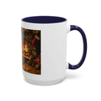 Santa Claus Fireplace Scene Accent Coffee Mug | Storybook Illustration, Rustic Cabin - 250 USA Celebration