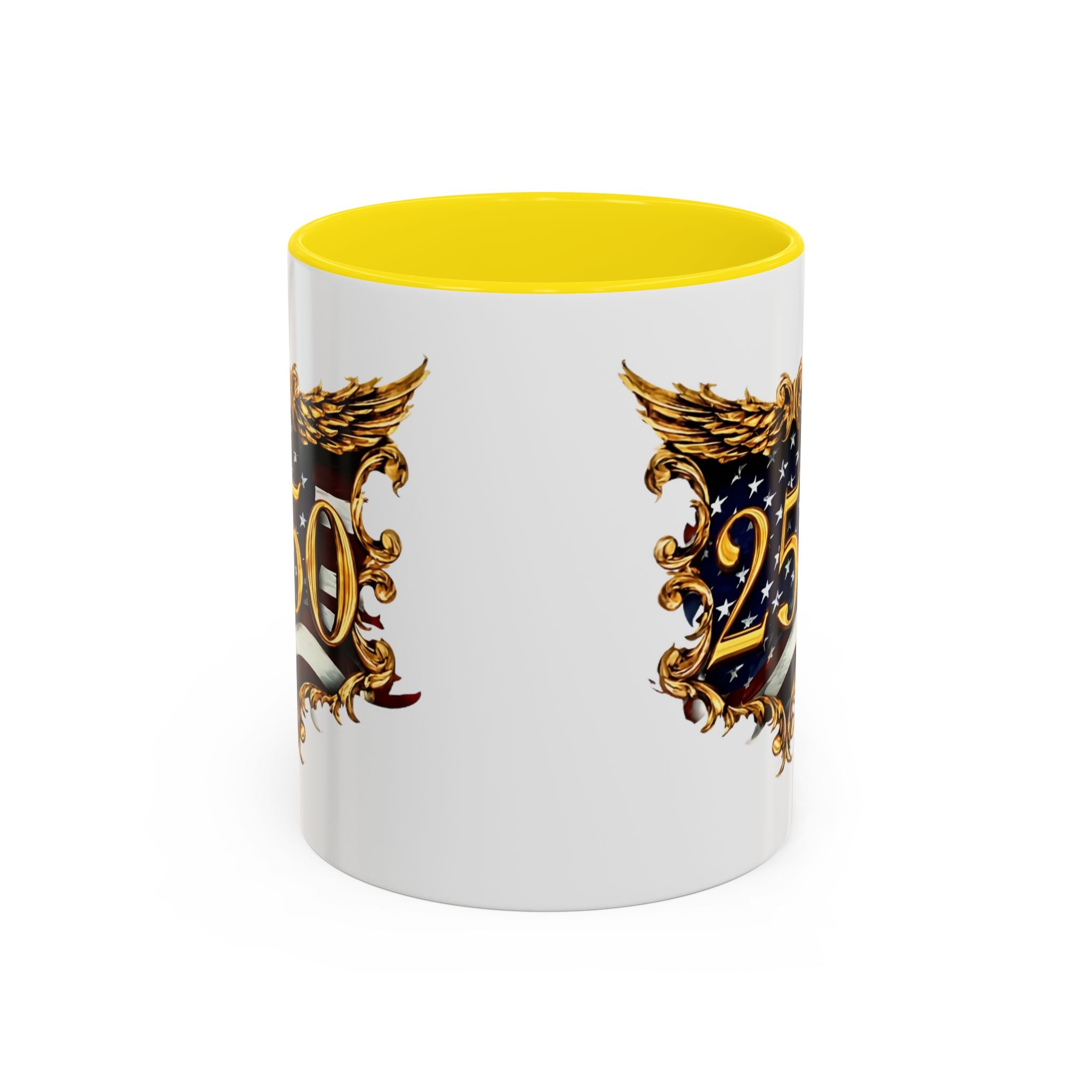 25th Anniversary American Flag Crest Accent Coffee Mug (11/15oz)