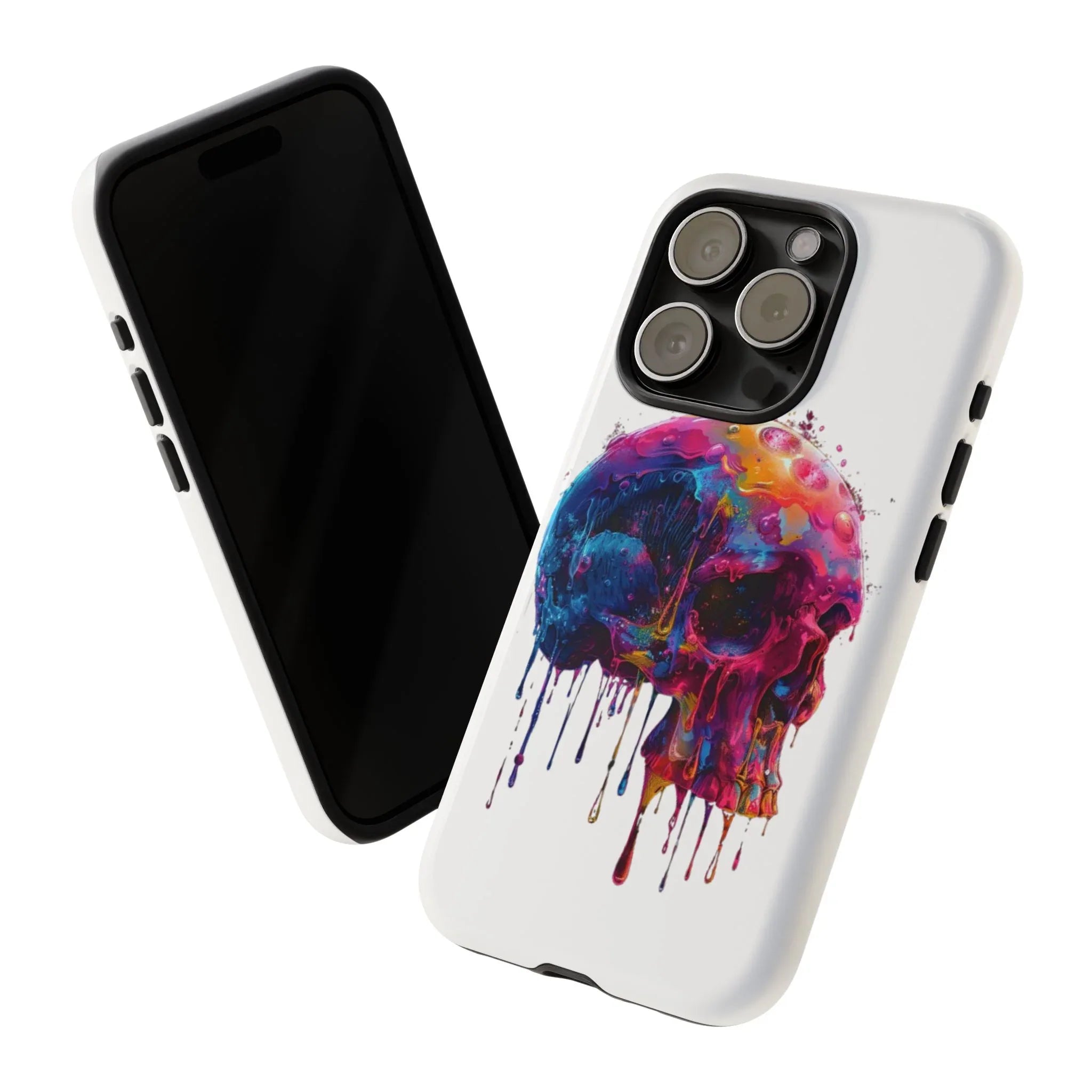 Colorful Drip Skull Phone Case | Hard Plastic Protective Case - 250 USA Celebration