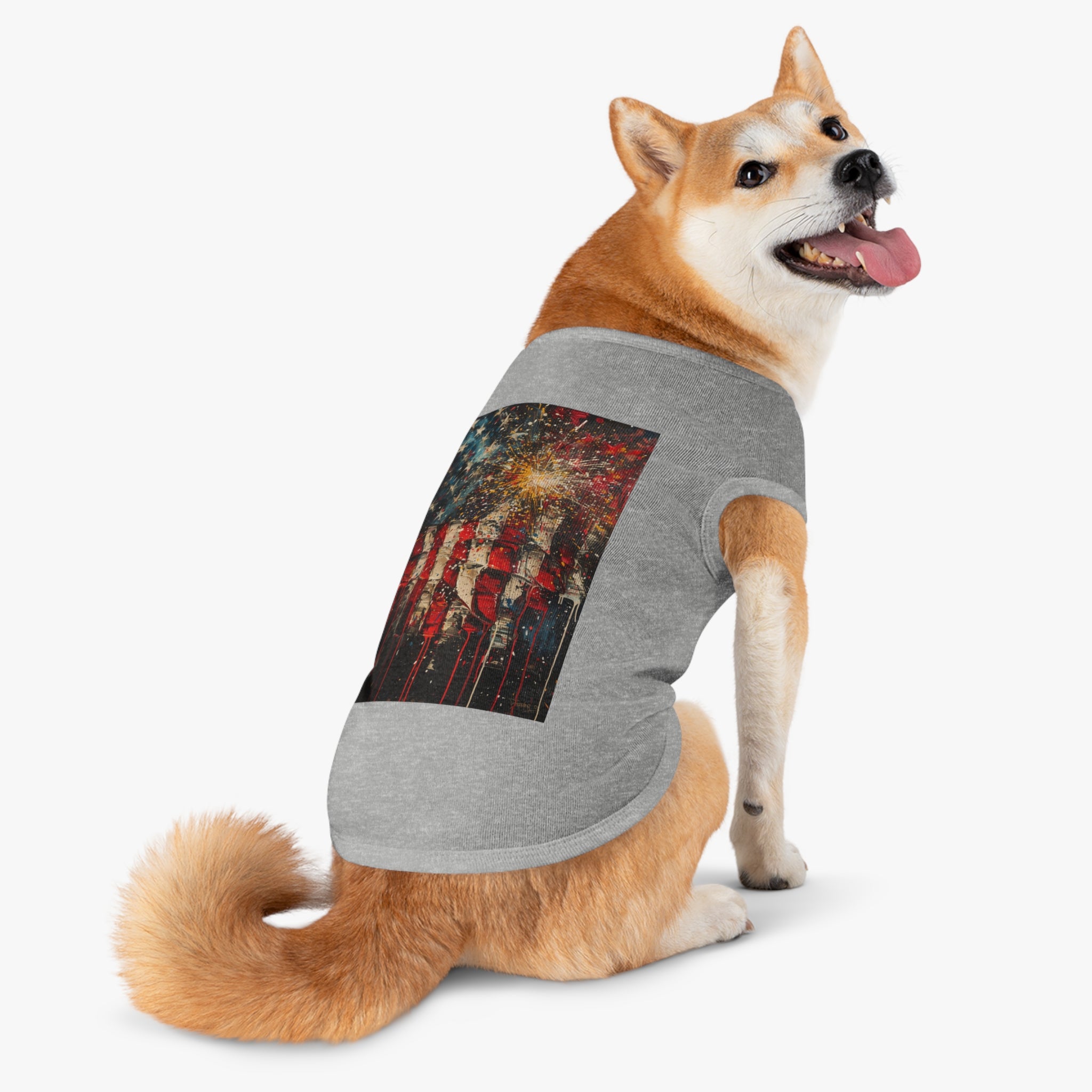 Patriotic Fireworks American Flag Pet Tank Top