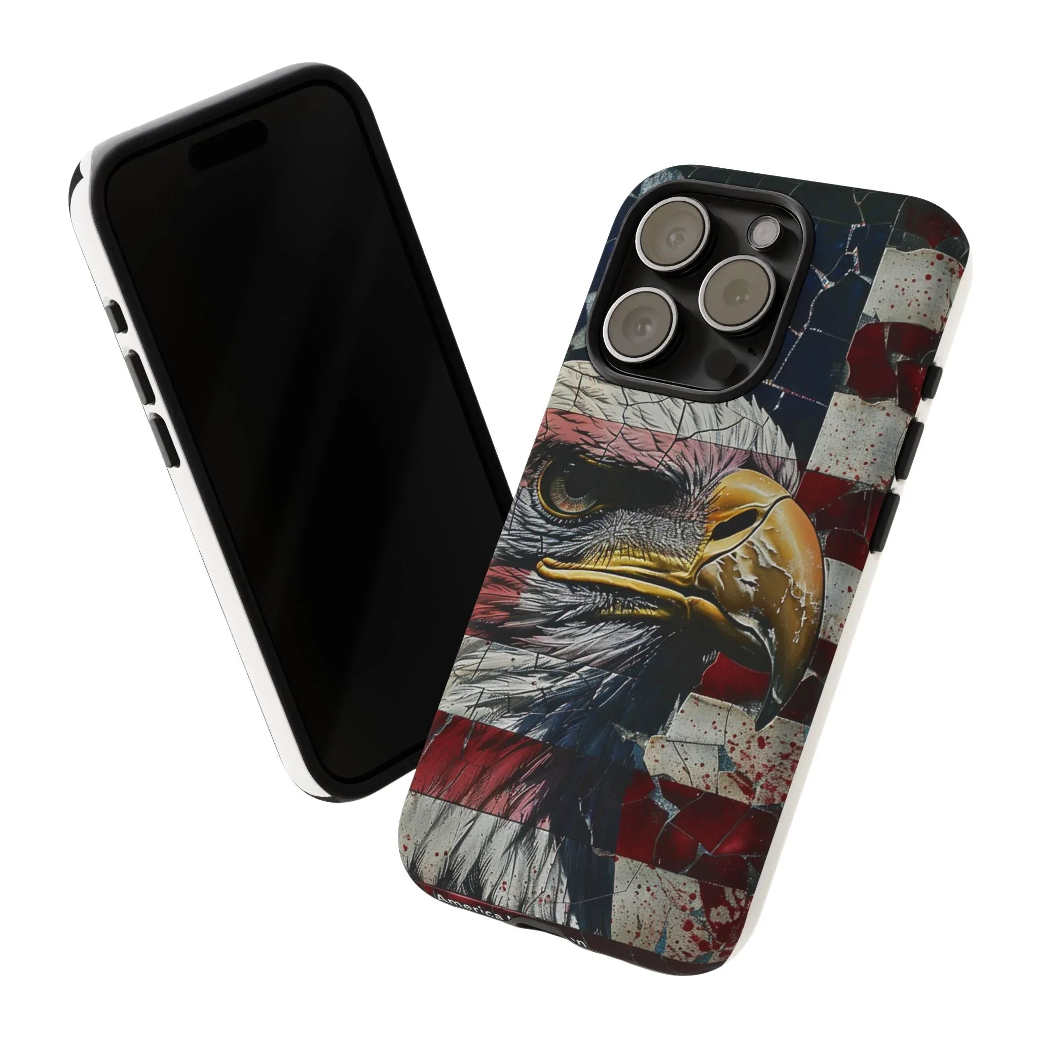 American Flag Bald Eagle phone case | Patriotic iPhone cover, cracked vintage flag design - 250 USA Celebration