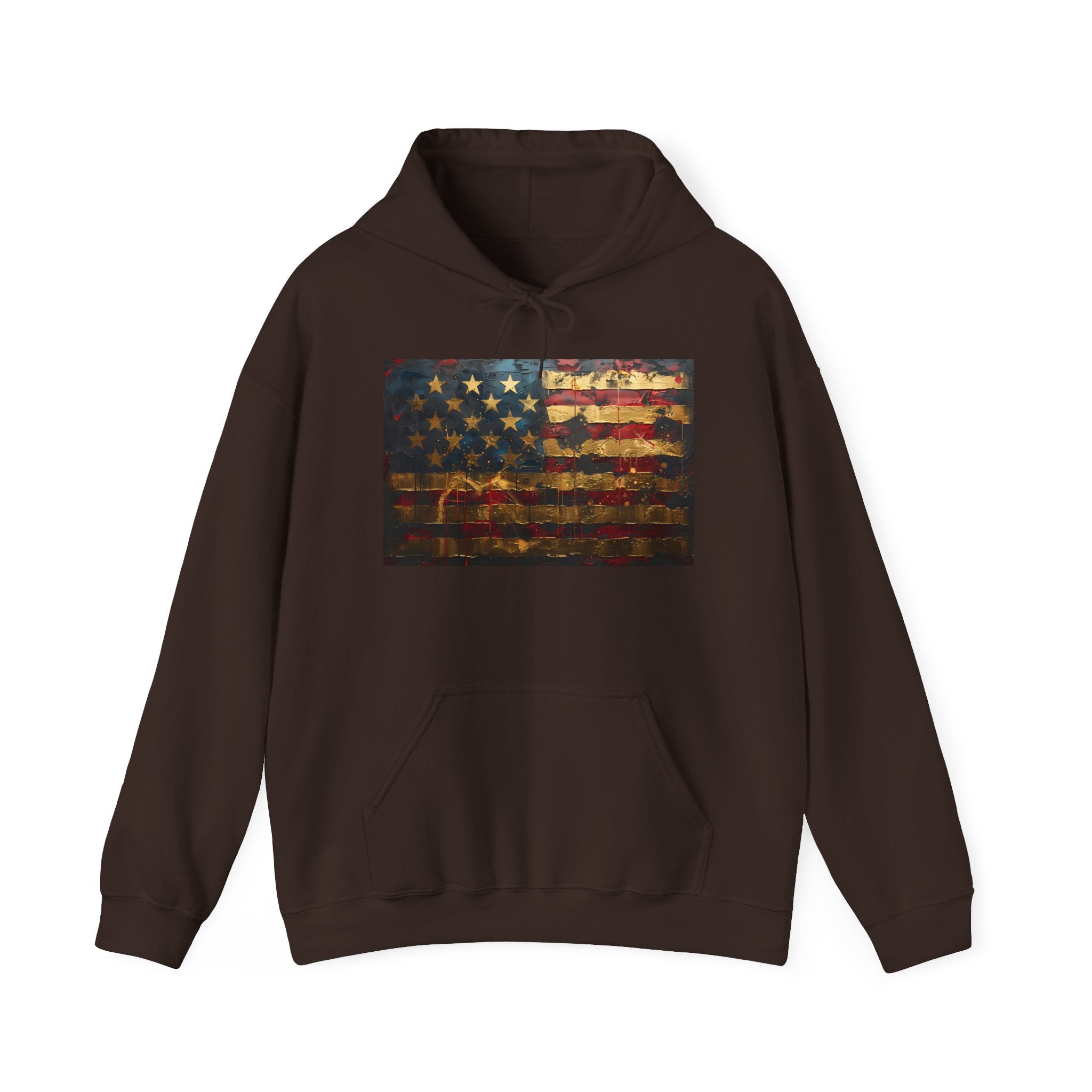 Distressed American Flag Hoodie – Vintage USA Patriotic Pullover