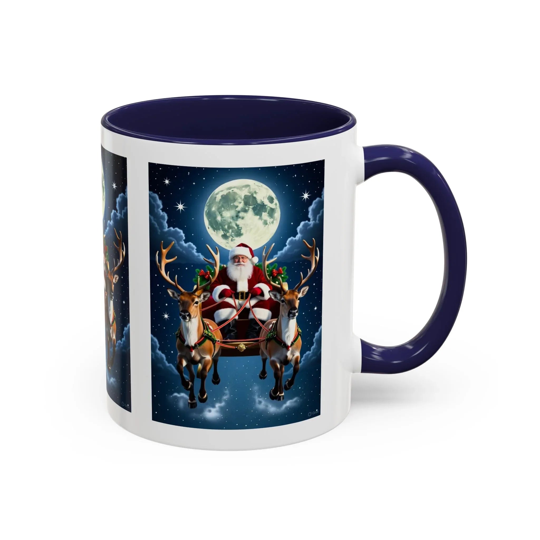 Santa Sleigh with Reindeer Coffee Mug | Christmas Moon Accent Mug - 250 USA Celebration