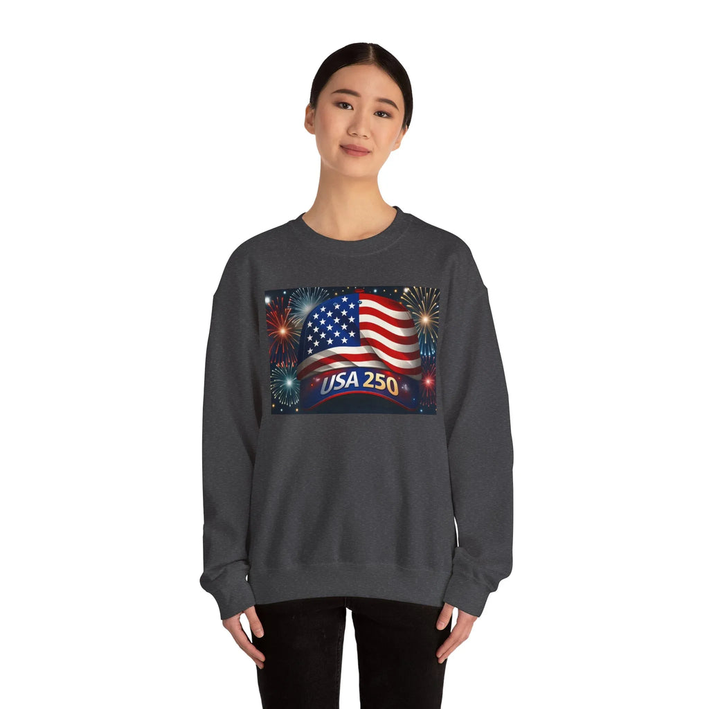 USA 250 American Flag Sweatshirt | 250th United States Celebration - 250 USA Celebration