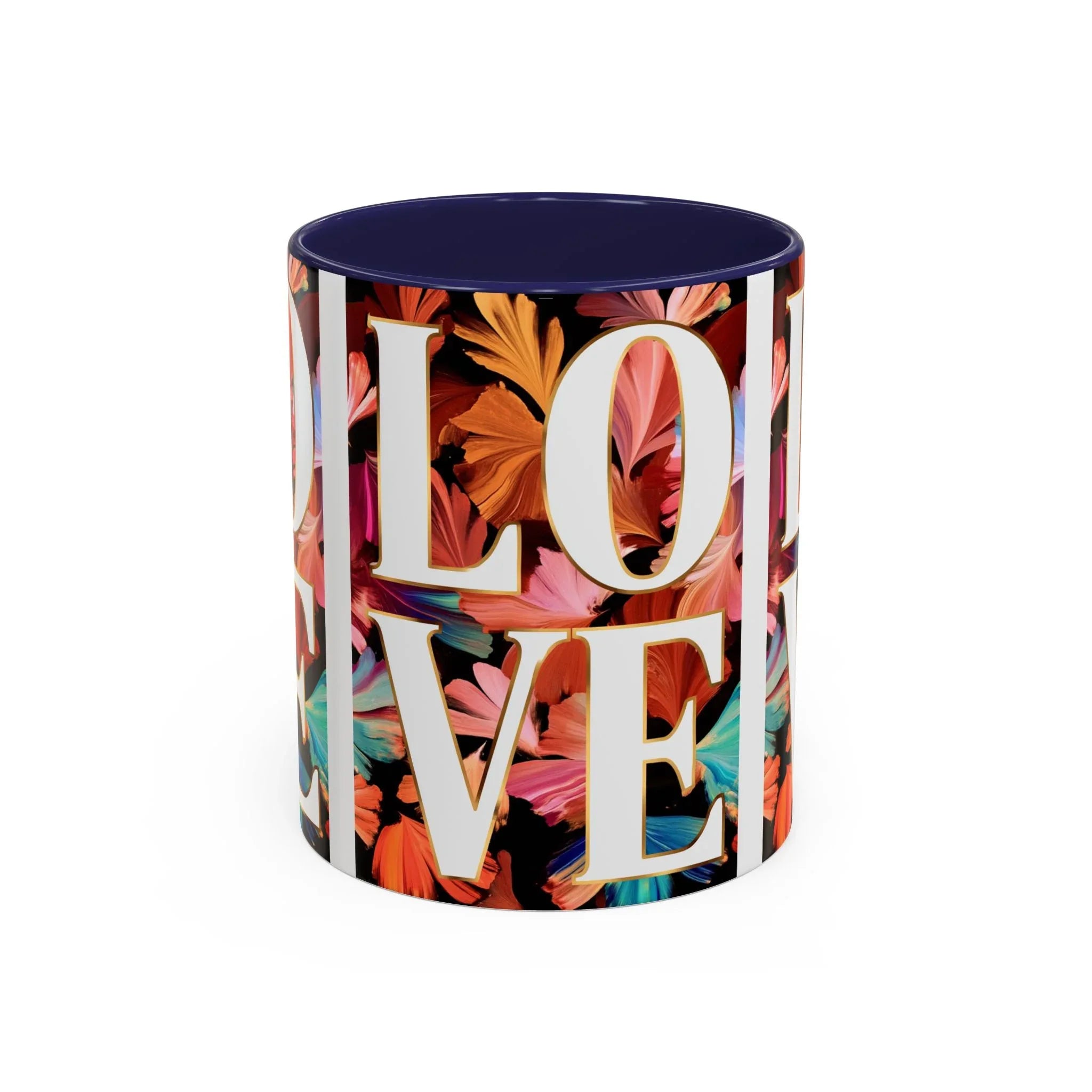 Floral Bold LOVE Mug | Accent Coffee Mug 11oz 15oz - 250 USA Celebration