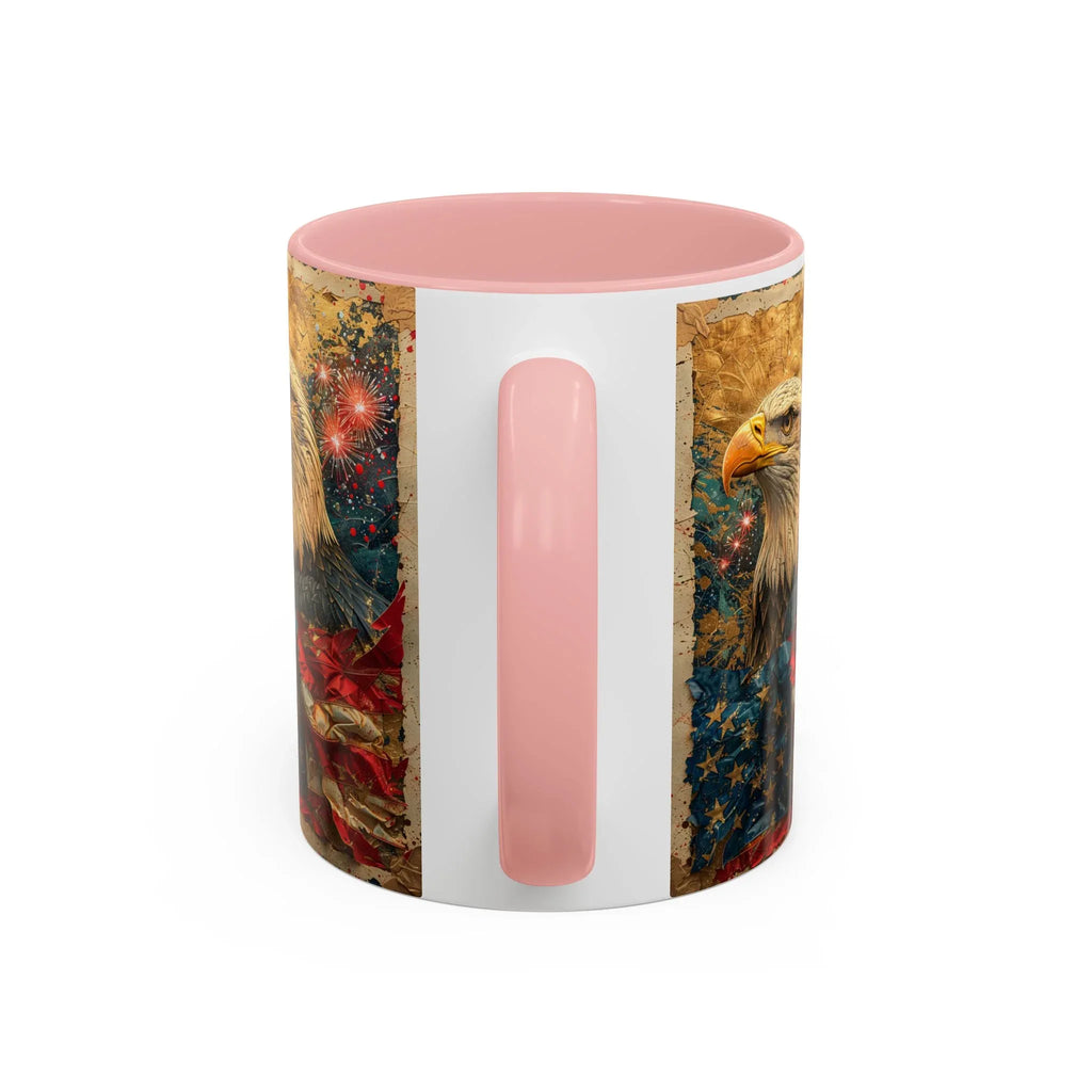 Bald Eagle with Tattered American Flag Coffee Mug | Fireworks Patriotic 11oz 15oz - 250 USA Celebration