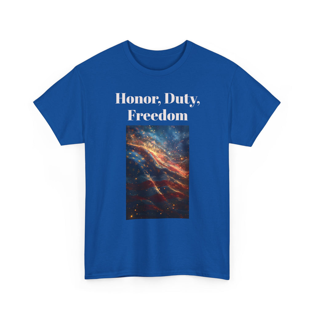 Honor, Duty, Freedom T-Shirt - Patriotic American Flag Galaxy Tee