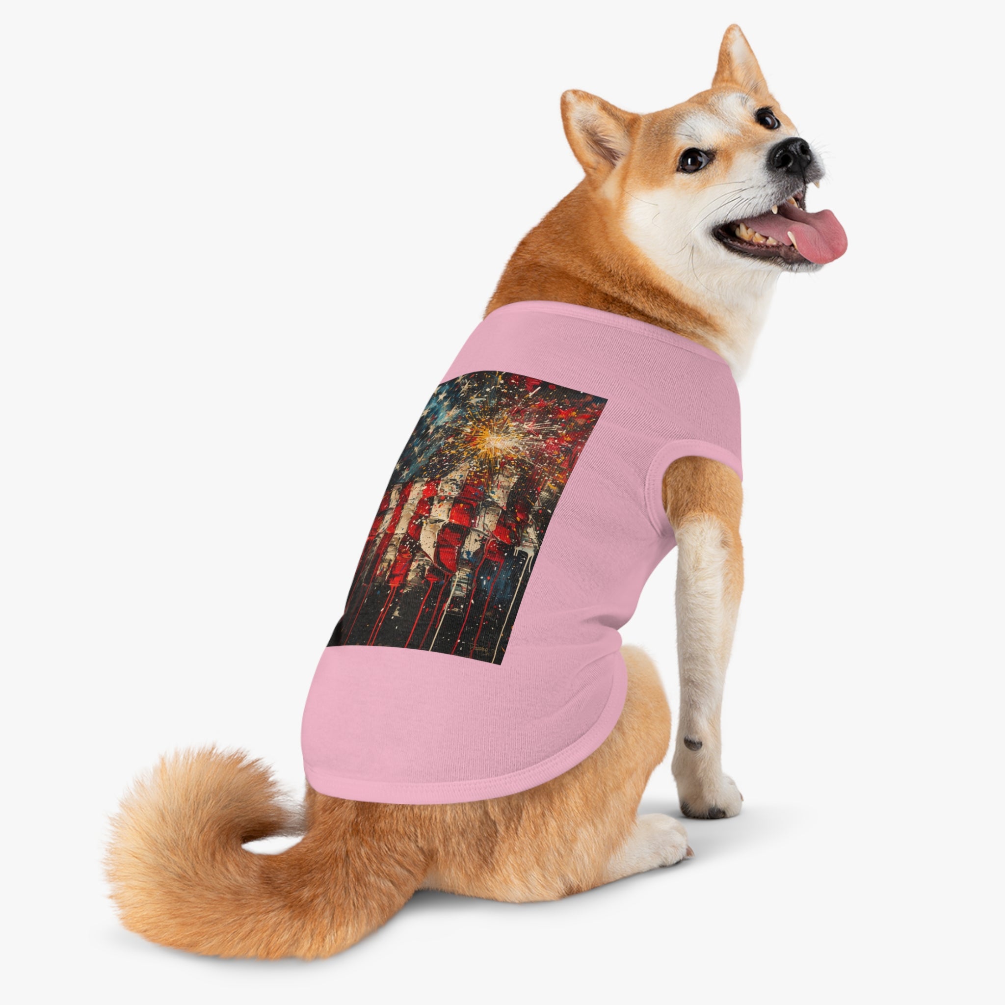 Patriotic Fireworks American Flag Pet Tank Top