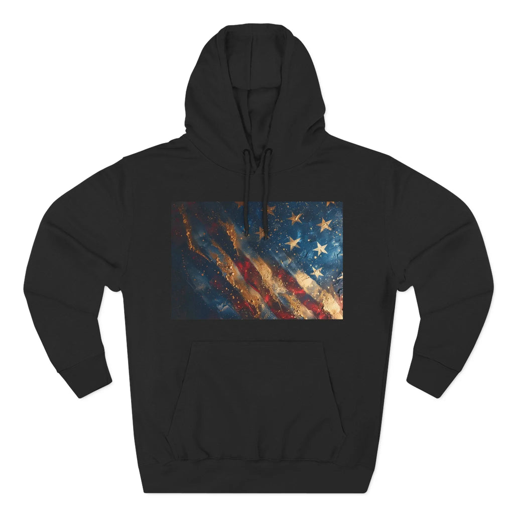 Distressed American Flag Hoodie | Vintage USA Stars Stripes Pullover - 250 USA Celebration