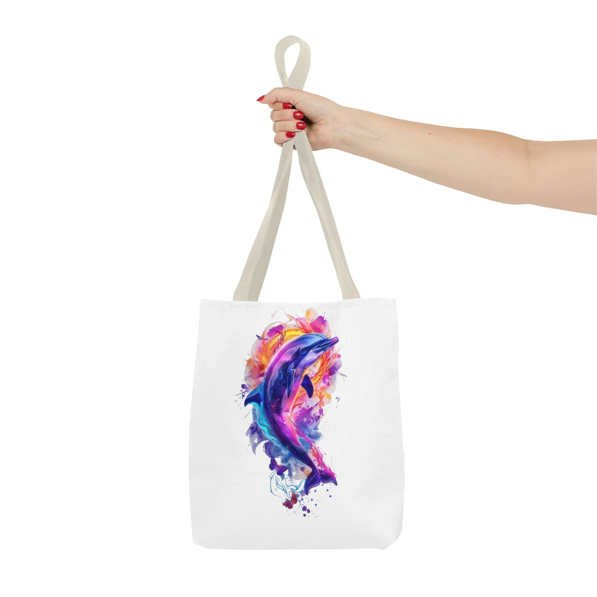 Colorful Watercolor Dolphin Tote Bag | Vibrant Splash Ocean Art - 250 USA Celebration