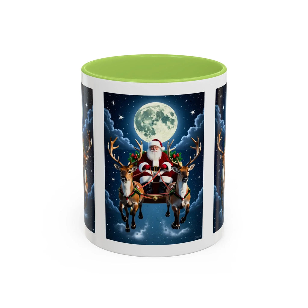 Santa Sleigh with Reindeer Coffee Mug | Christmas Moon Accent Mug - 250 USA Celebration