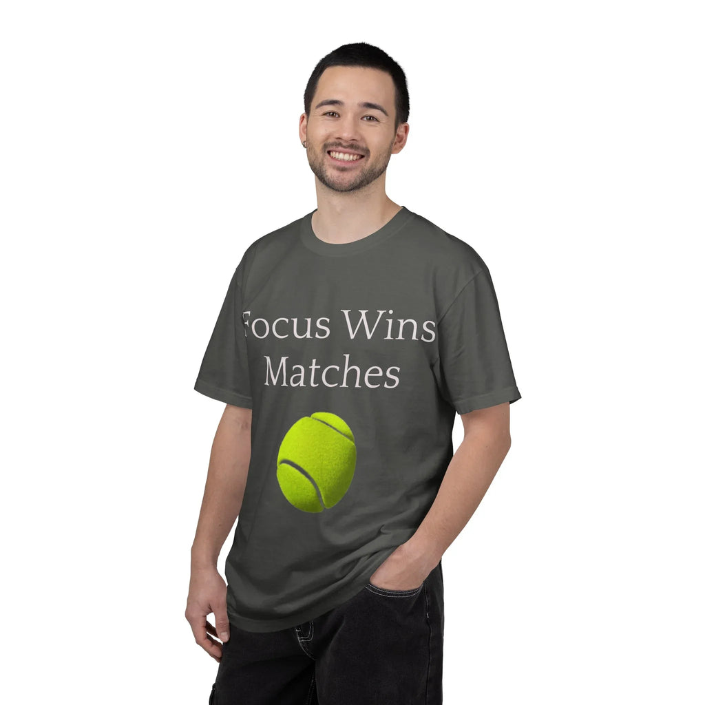 Focus Wins Matches Tennis Ball T-shirt | Tennis Graphic Tee - 250 USA Celebration