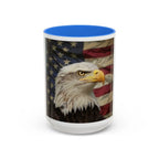 Colorful Mugs (11oz, 15oz) American eagle with American flag, fireworks all around the eagle, patriotic themed - 250 USA Celebration