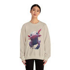 Pink Axolotl Illustration Sweatshirt | Cute Amphibian Art, Pastel Watercolor - 250 USA Celebration