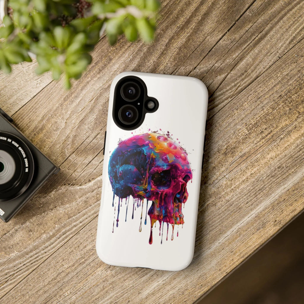 Colorful Drip Skull Phone Case | Hard Plastic Protective Case - 250 USA Celebration
