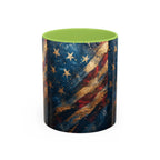 Distressed American Flag Accent Coffee Mug | 11oz 15oz - 250 USA Celebration