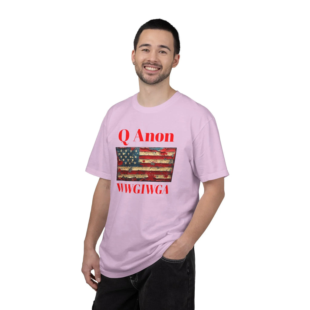 Q Anon WWG1WGA T-Shirt | American Flag Graphic Tee - 250 USA Celebration