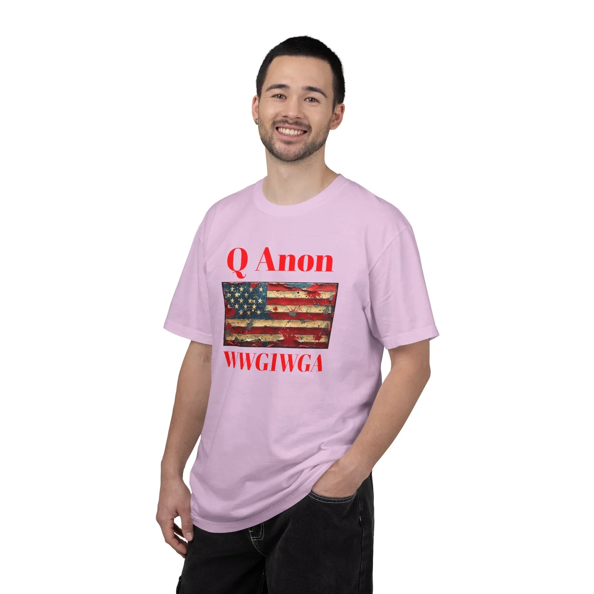 Q Anon WWG1WGA T-Shirt | American Flag Graphic Tee - 250 USA Celebration