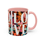 Floral Bold LOVE Mug | Accent Coffee Mug 11oz 15oz - 250 USA Celebration