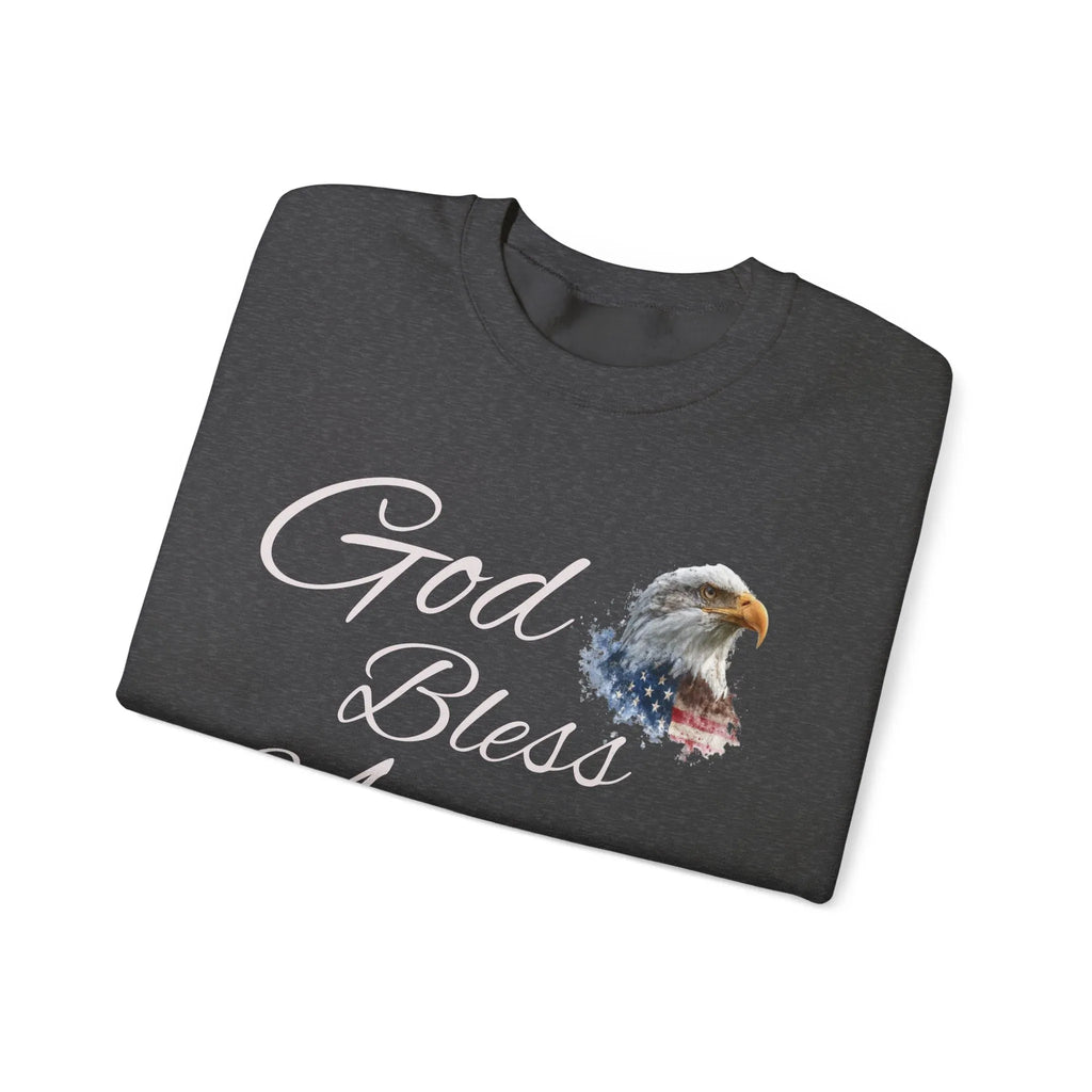 God Bless America eagle graphic Sweatshirt | patriotic USA flag-inspired design - 250 USA Celebration