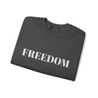FREEDOM text Crewneck Sweatshirt | Bold Lettering, Minimalist Black Pullover - 250 USA Celebration