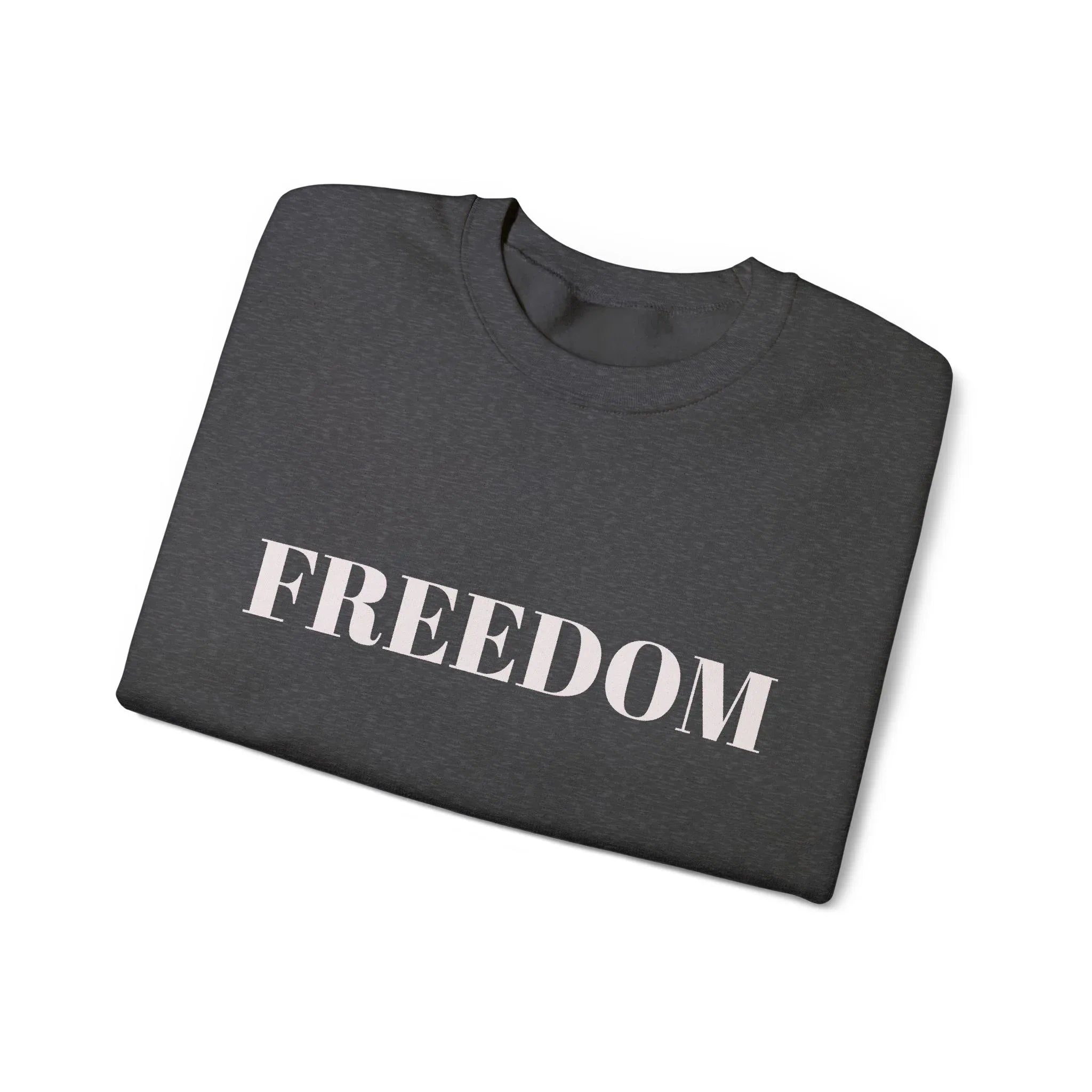 FREEDOM text Crewneck Sweatshirt | Bold Lettering, Minimalist Black Pullover - 250 USA Celebration